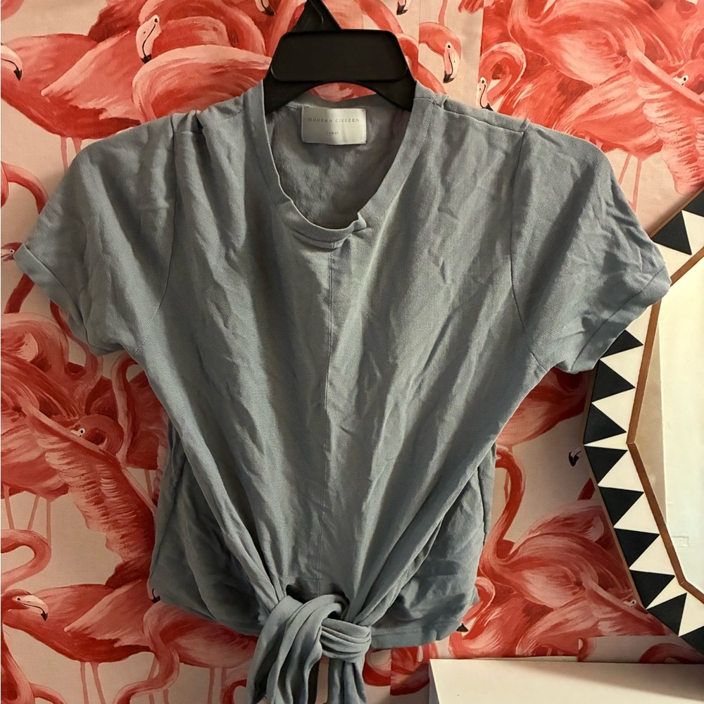 Modern Citizen Light Blue Tie-Front Tee